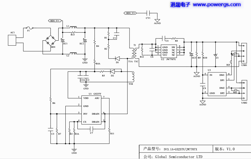 5V3.1A USBݔ·D BOM list,h댧wG5237F,Ȳ